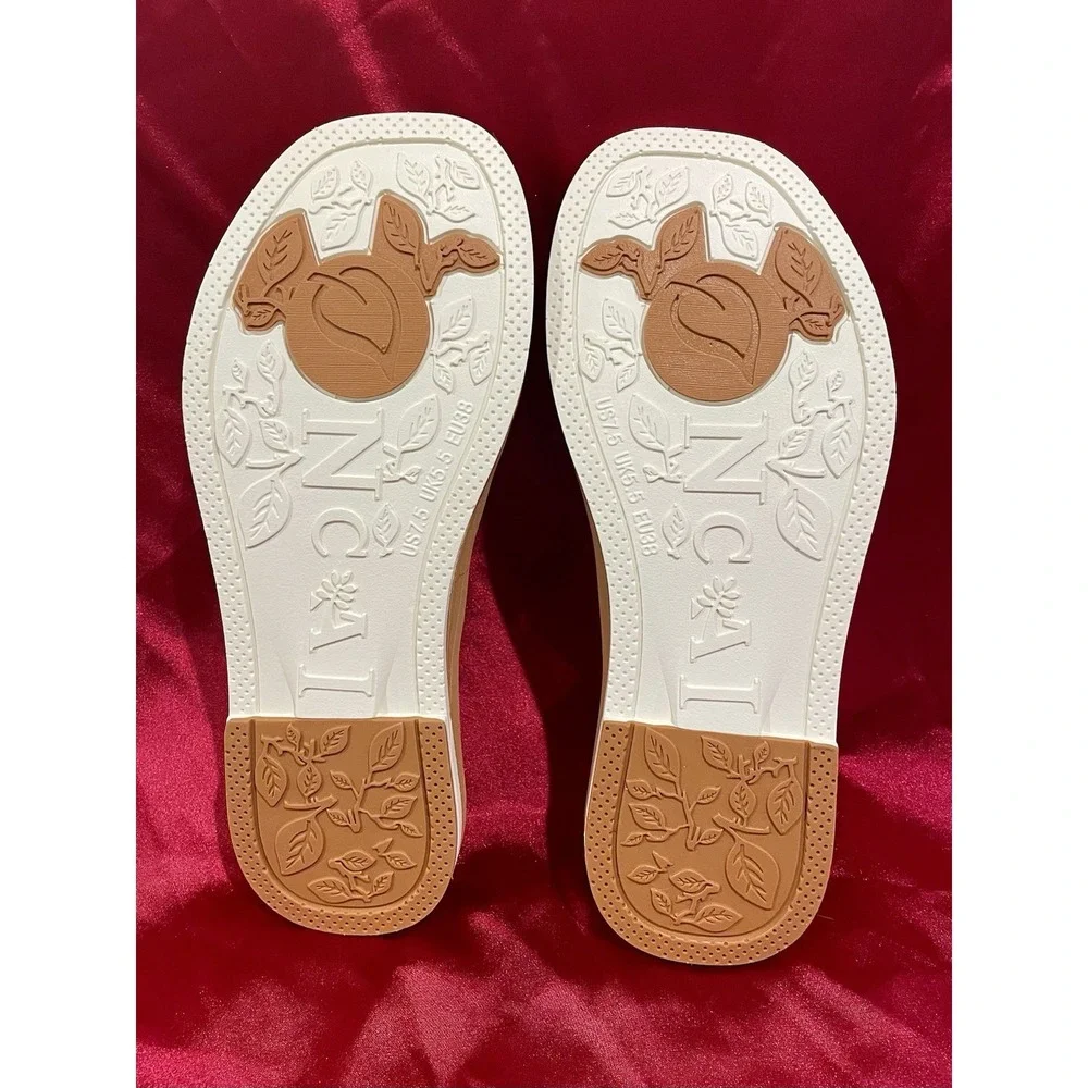 ONCAI Womens Sandals,Flat Dressy Square Toe Summer Beach Slides for Ladies‎ 7.5